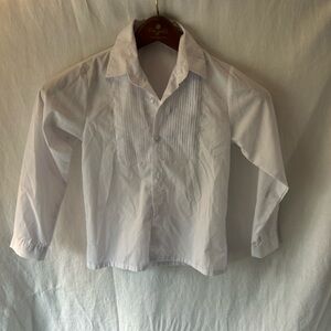 Boys 7 Dress Shurt Classic White Pleated Front Button-Down Shirt YuanLu